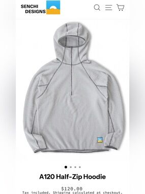 Senchi Designs Alpha 120 Half-Zip Hoodie 
Unisex size small
Color: smoke
